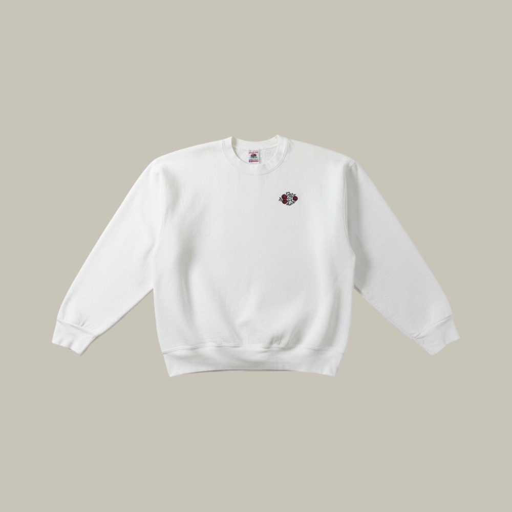 Vintage Fruit of the Loom Supercotton White Embroidered Sweatshirt Made in USA L